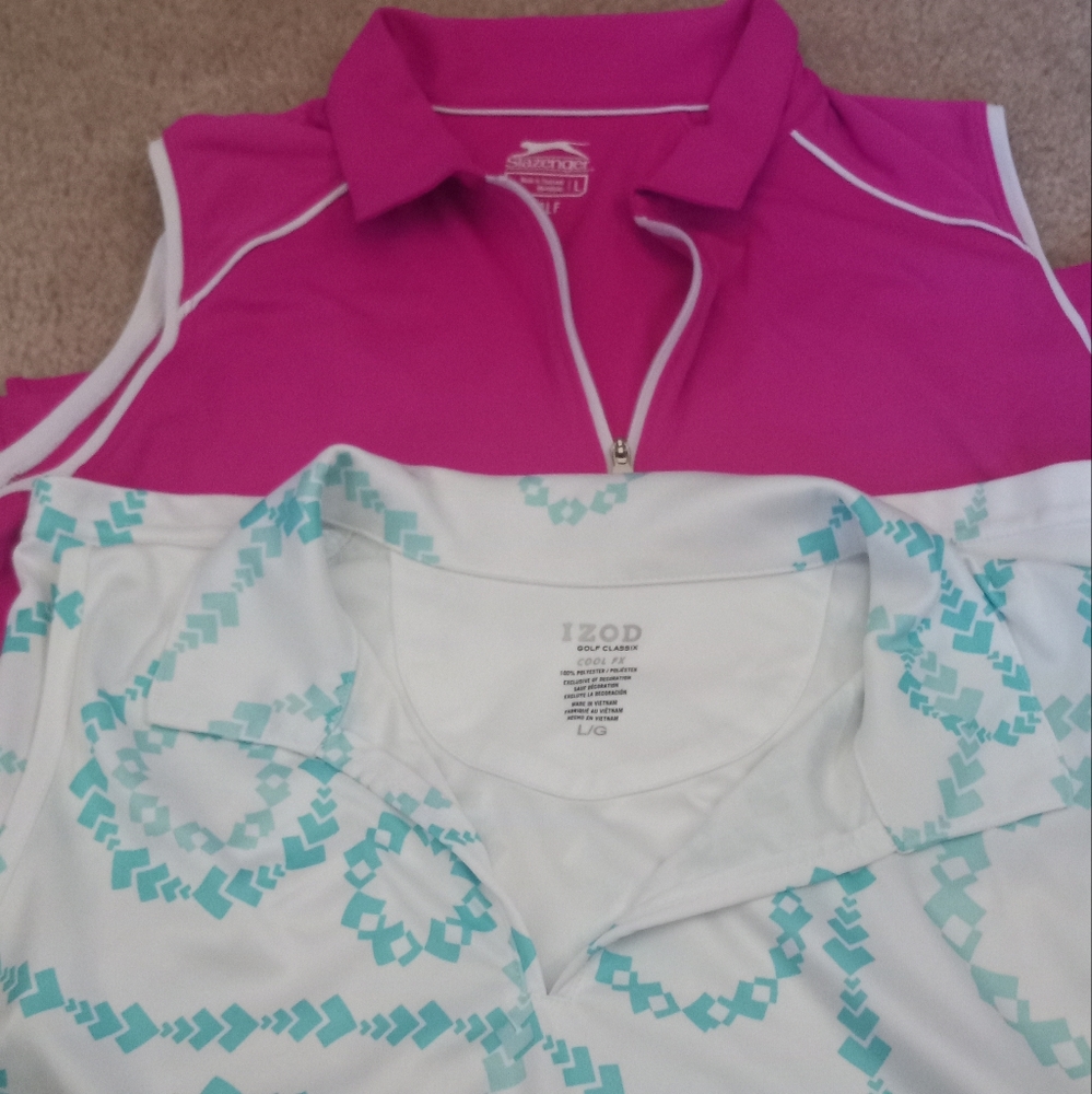 Two sleeveless golf shirts